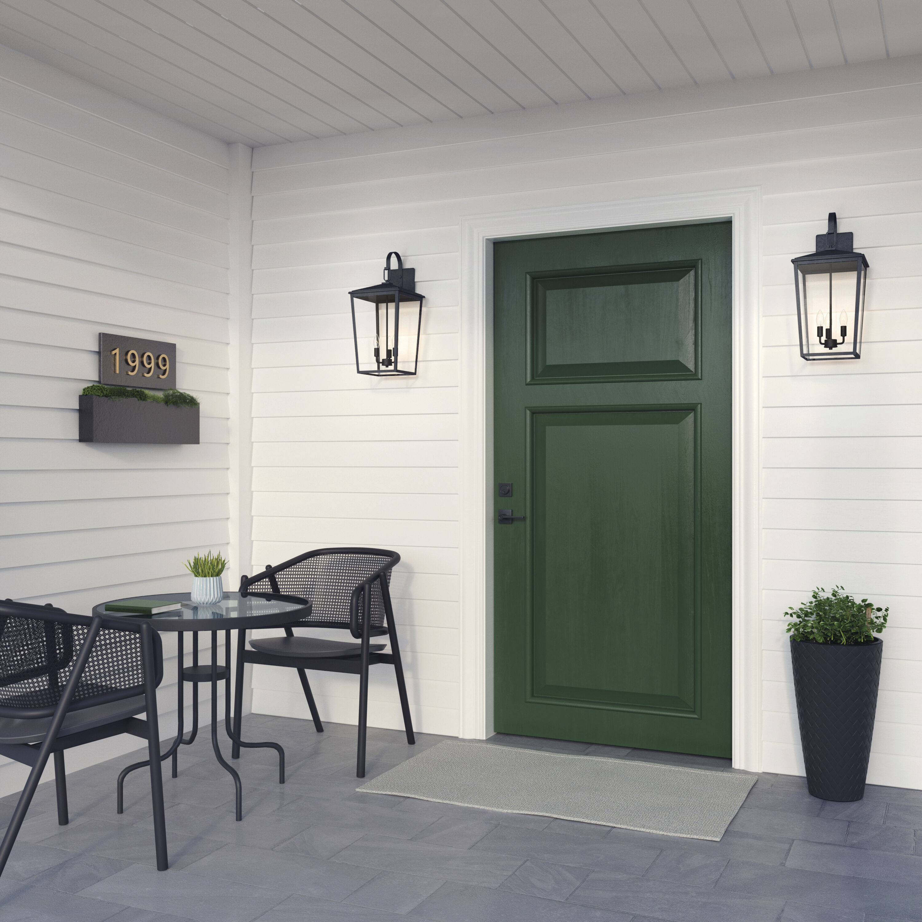 Fetterton 3 Light 23.5 inch Powder Coated Black Outdoor Wall Sconce